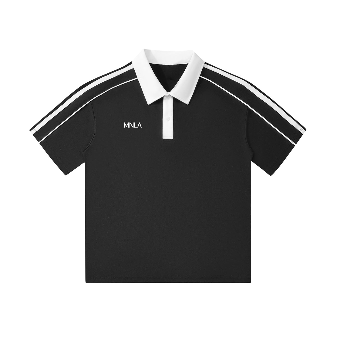 Edge Polo – Black with White Contrast Collar