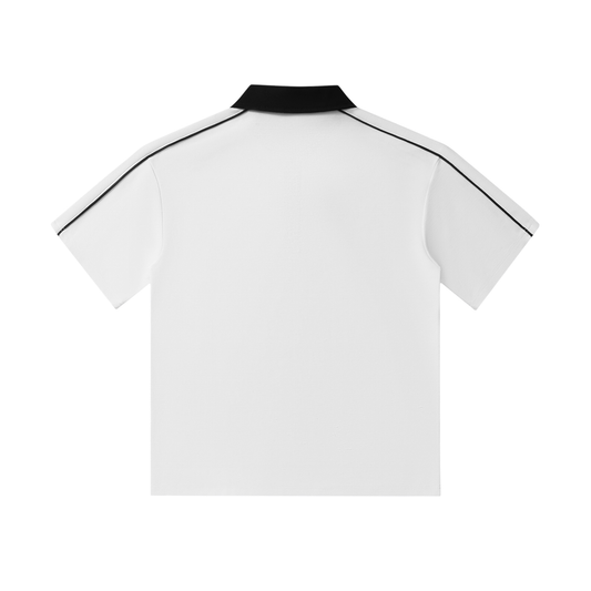Edge Polo – White with Black Contrast Collar