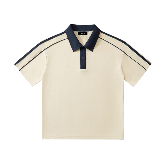 Edge Polo – Mild Apricot with Navy Blue Contrast Collar