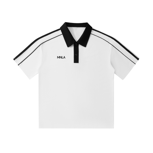 Edge Polo – White with Black Contrast Collar