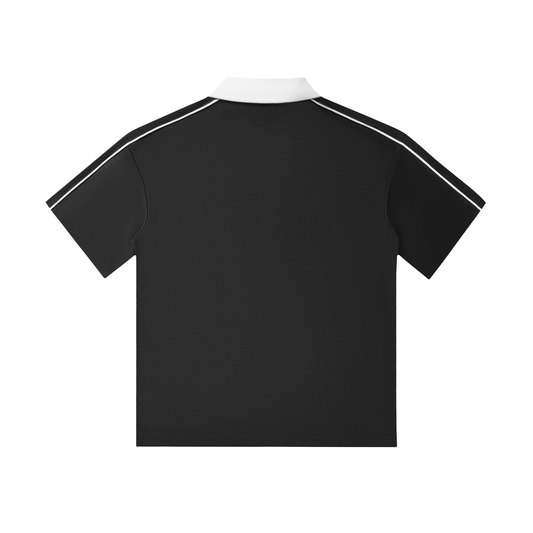 Edge Polo – Black with White Contrast Collar