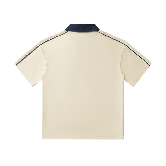 Edge Polo – Mild Apricot with Navy Blue Contrast Collar