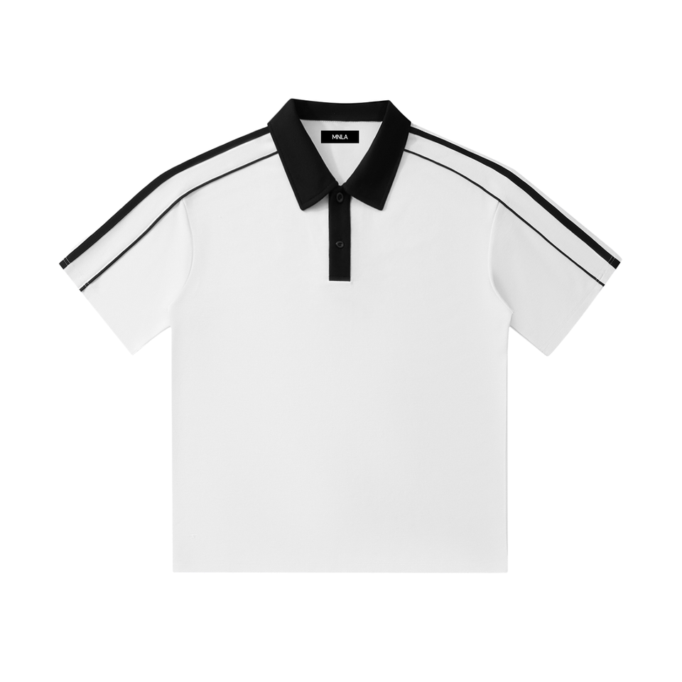 Edge Polo – White with Black Contrast Collar