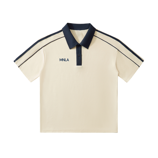 Edge Polo – Mild Apricot with Navy Blue Contrast Collar