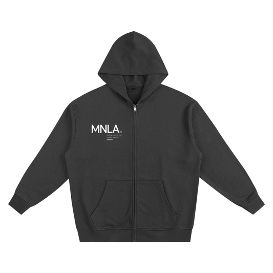Framework Zip Hoodie Black — 400 GSM Heavyweight - MNLA