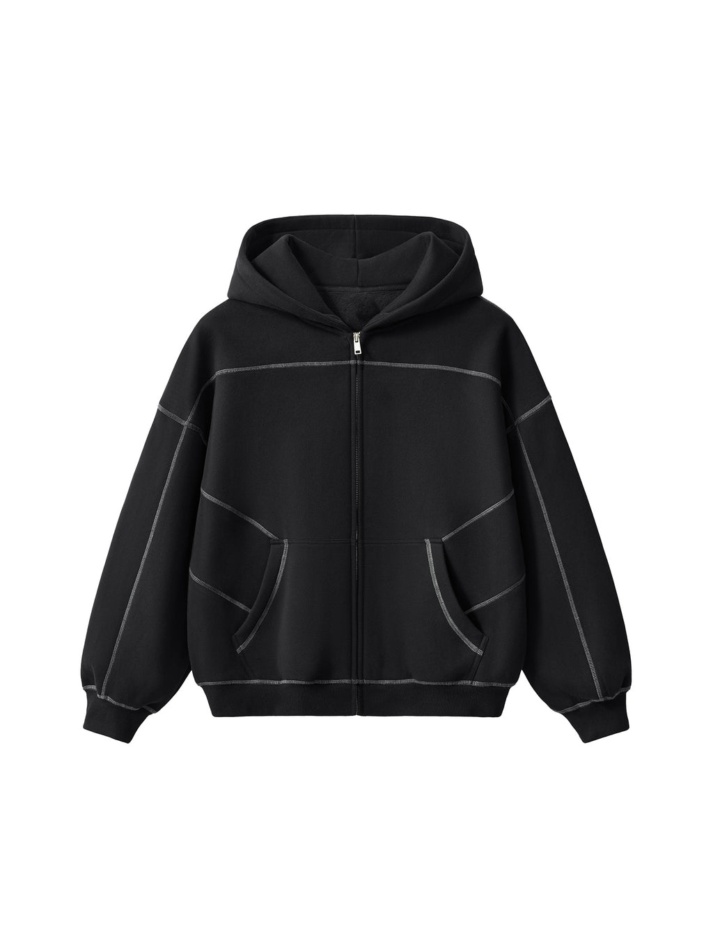 The Essential Contrast Stitch Zip Hoodie